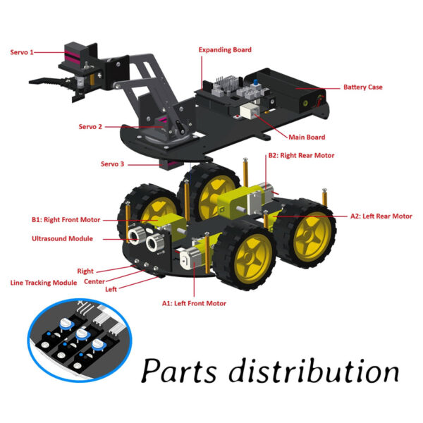 4WD Robot Arm Car Kit STEM
